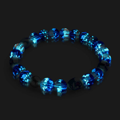 Marées étranges | Bracelet en argent sterling 925 avec tête de mort en verre Firefly